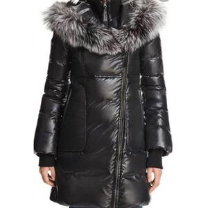 Mackage Black Jacket Size XS Silver Fox Fur Lizette adali Long Women’s Down Coat